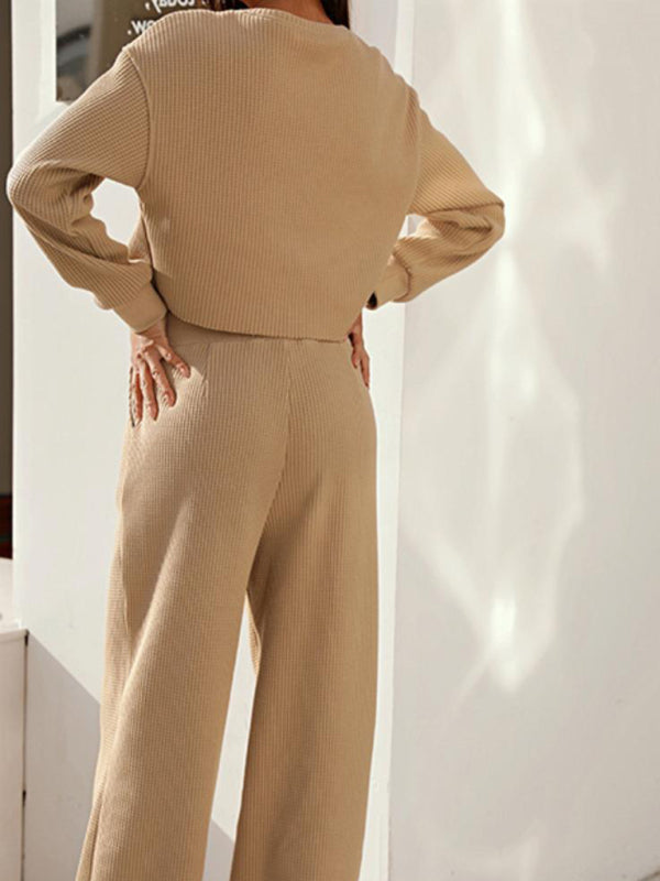Levoire | Femmes ensemble deux pièces Col rond Manches longues Pantalons larges