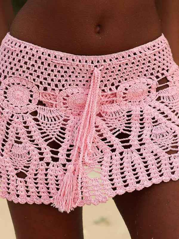 Levoire | Haut de bikini en crochet fait main avec jupe de plage à deux pièces couvrante Rosa