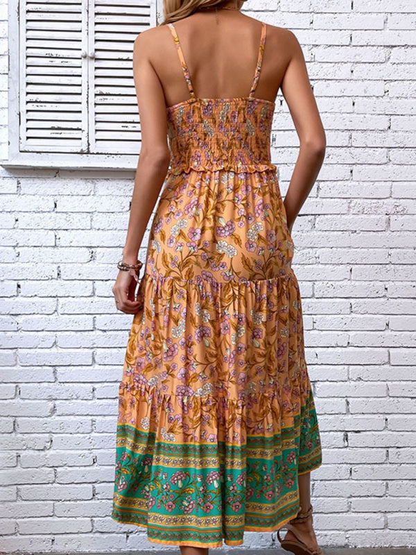 Levoire | Nouvelle Femme Temps libre Vacances Bohème Fleur Imprimé Sans manches Robe