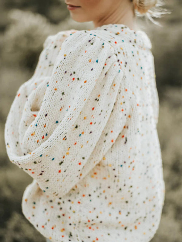 Levoire | Femmes pull à pois coloré à manches longues