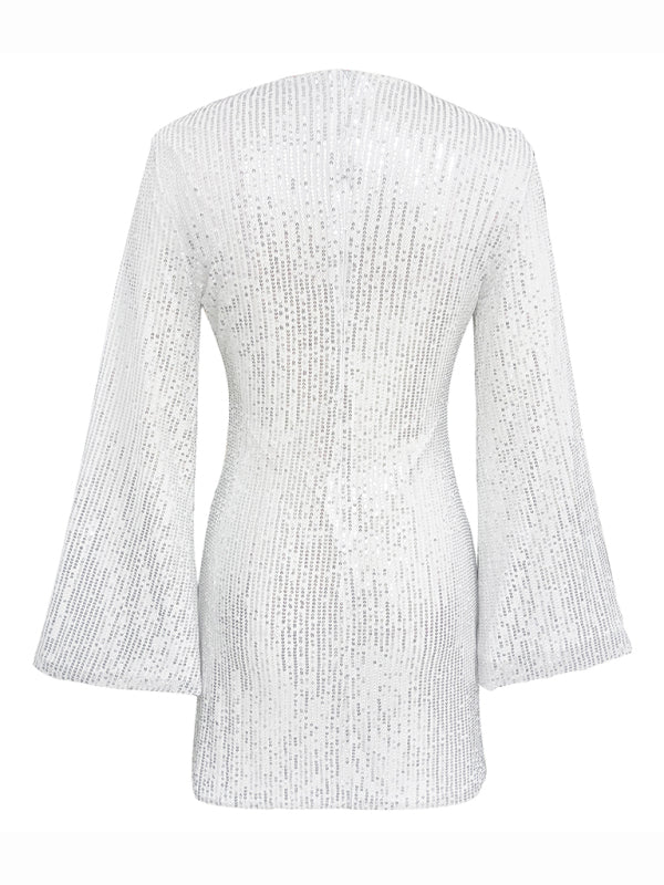 Levoire | Robe brillante décontractée à manches en paillettes pour mère