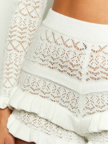 Levoire | Long sleeve short crop top sexy shorts knitted set