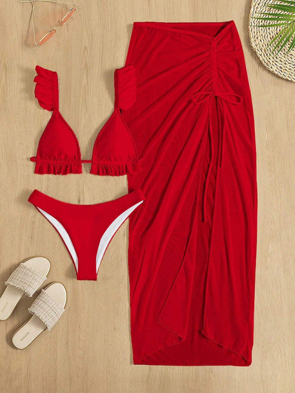 Levoire | Femmes Volant Imprimé Floral Couverture Trois Pièces Bikini