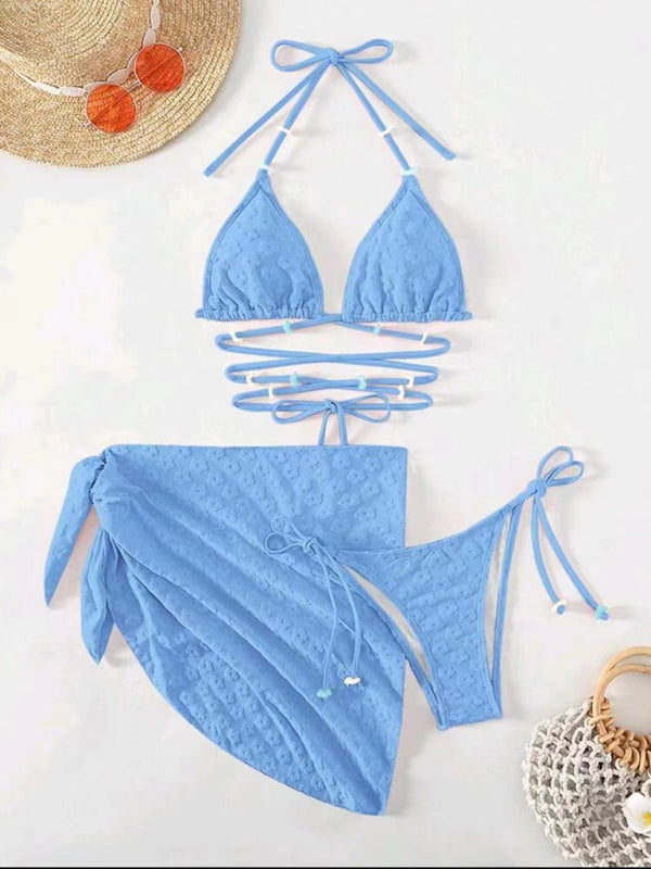 Levoire | Bikinis trois pièces féminins et plus sucrés avec un motif floral en dentelle