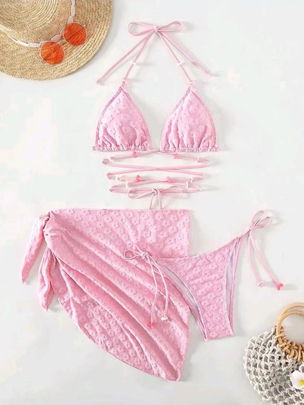 Levoire | Bikinis trois pièces féminins et plus sucrés avec un motif floral en dentelle