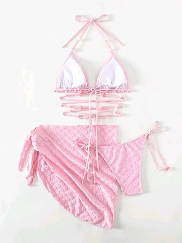 Levoire | Bikinis trois pièces féminins et plus sucrés avec un motif floral en dentelle