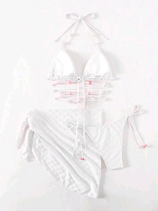 Levoire | Bikinis trois pièces féminins et plus sucrés avec un motif floral en dentelle