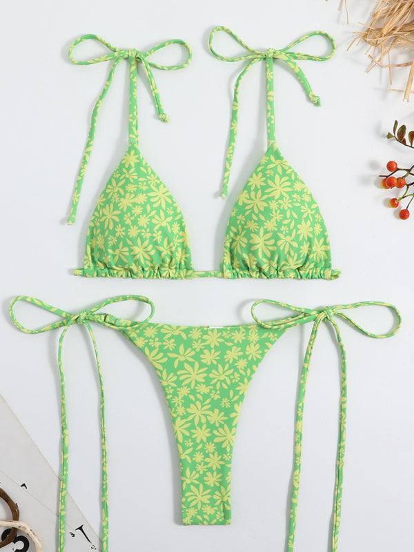 Levoire | Ensemble de bikini taille haute sans bretelles à imprimé féminin