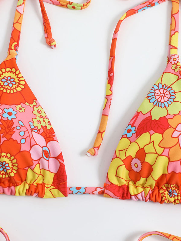 Levoire | Ensemble de bikini taille haute sans bretelles à imprimé féminin