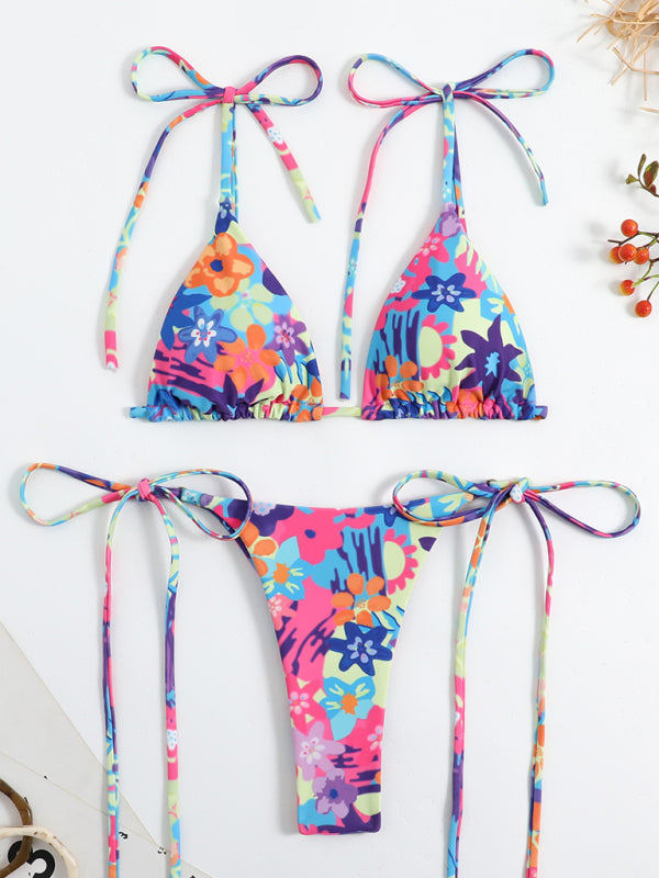Levoire | Ensemble de bikini taille haute sans bretelles à imprimé féminin