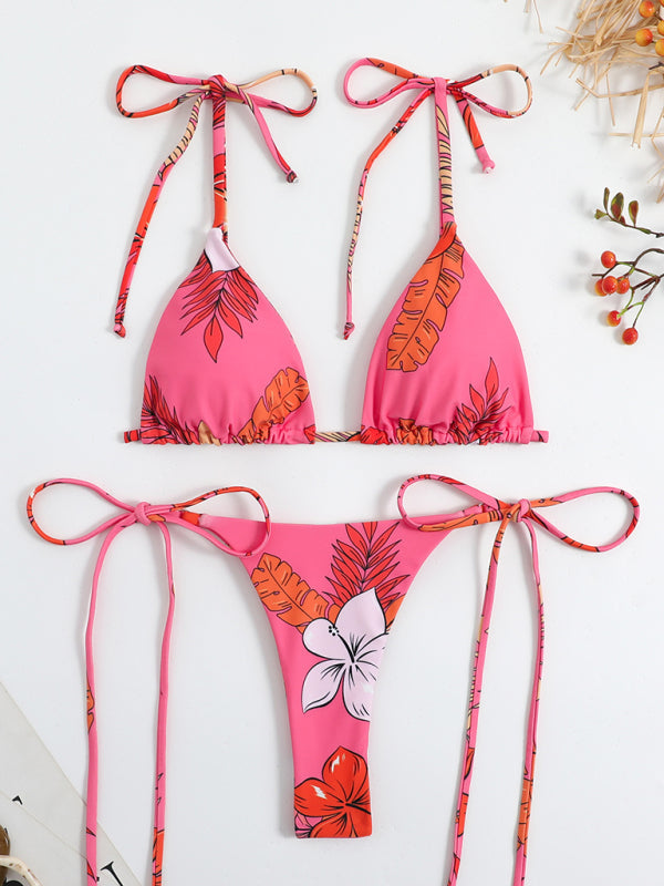 Levoire | Ensemble de bikini taille haute sans bretelles à imprimé féminin