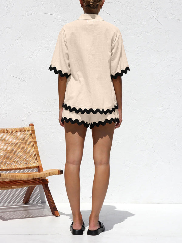 Levoire | Nouvel ensemble féminin simple et élégant de pull court vêtements de loisirs (sans sous-vêtement)