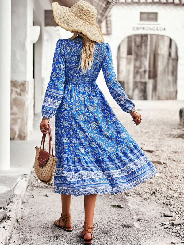 Levoire | Femme Nouvelle Bohème Temps libre Style de vacances Robe à décolleté en V