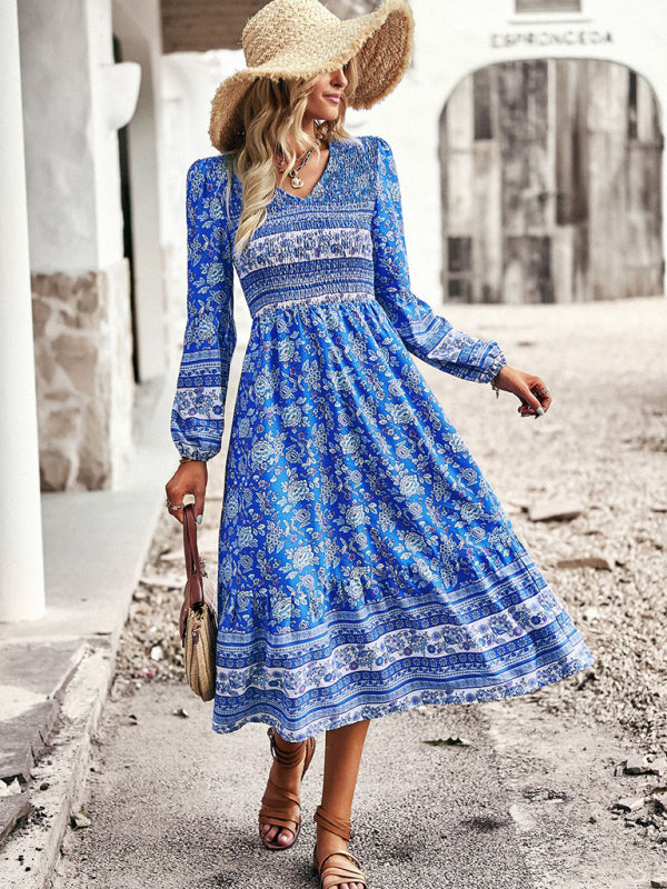 Levoire | Femme Nouvelle Bohème Temps libre Style de vacances Robe à décolleté en V