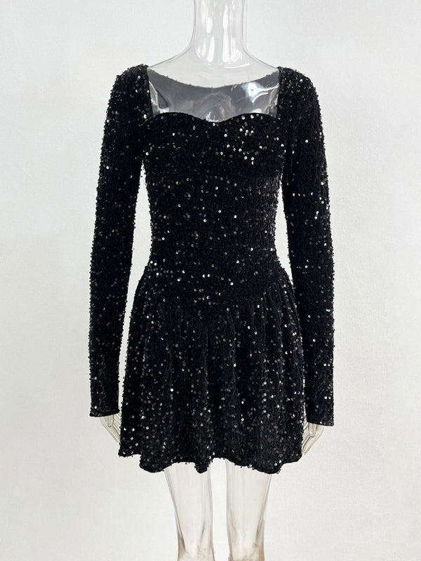Levoire | Femmes nouvelle mode sexy à paillettes robe à manches longues