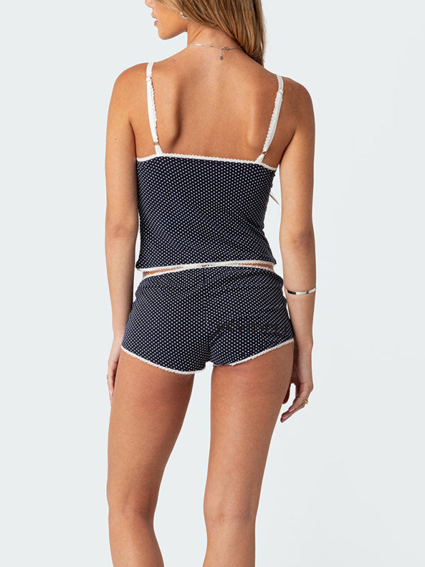Levoire | Pour femmes nouveau moderne top à dos nu à pois avec des parties intérieures nettes ensemble sexy à deux pièces