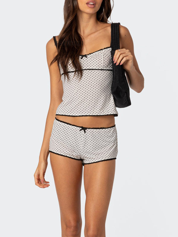 Levoire | Pour femmes nouveau moderne top à dos nu à pois avec des parties intérieures nettes ensemble sexy à deux pièces