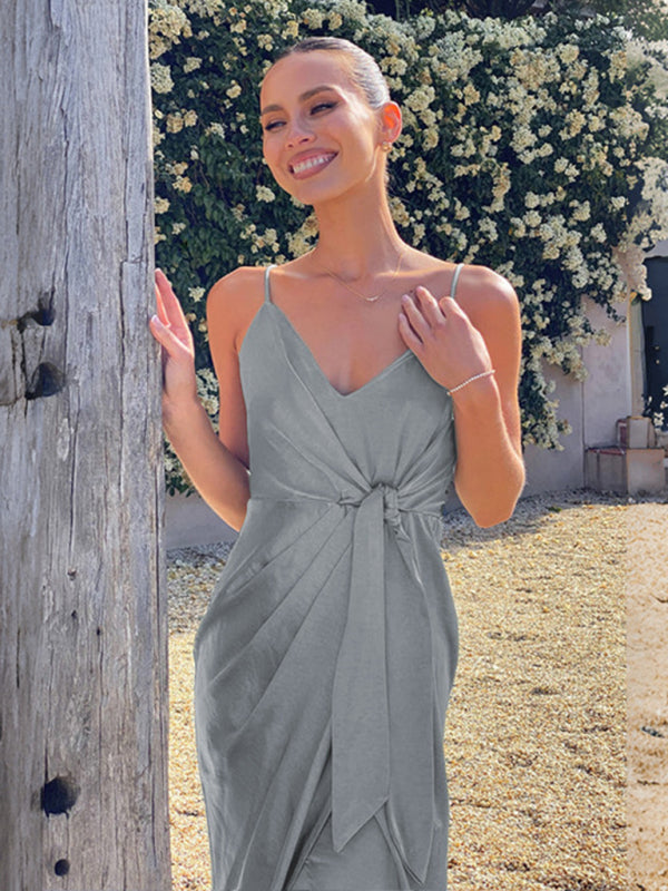 Levoire | Tricot Robe satin élégante type français associé Harmaa