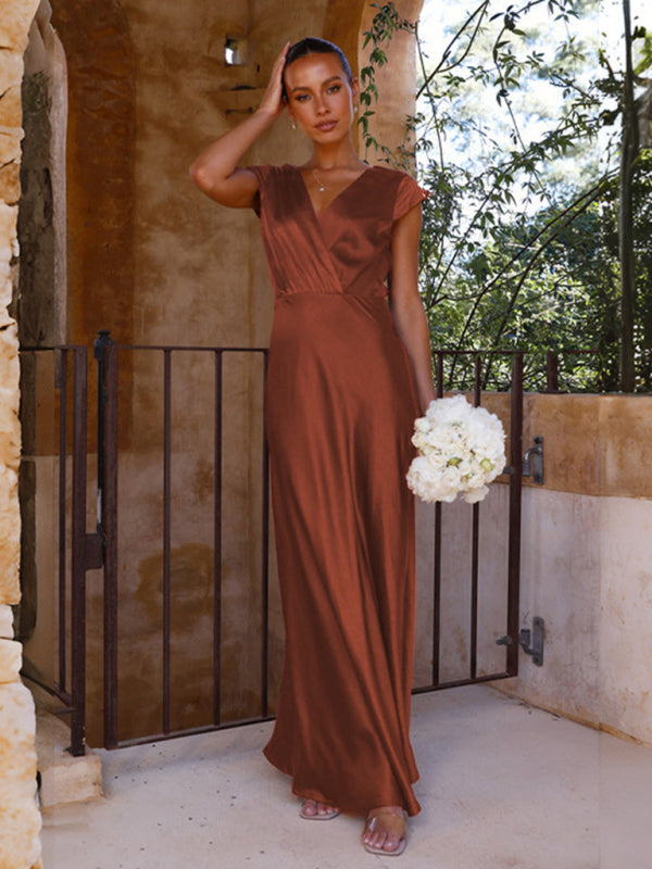 Levoire | Robe de soirée sexy à décolleté en V pour femmes Meritähti Jupe longue Braun