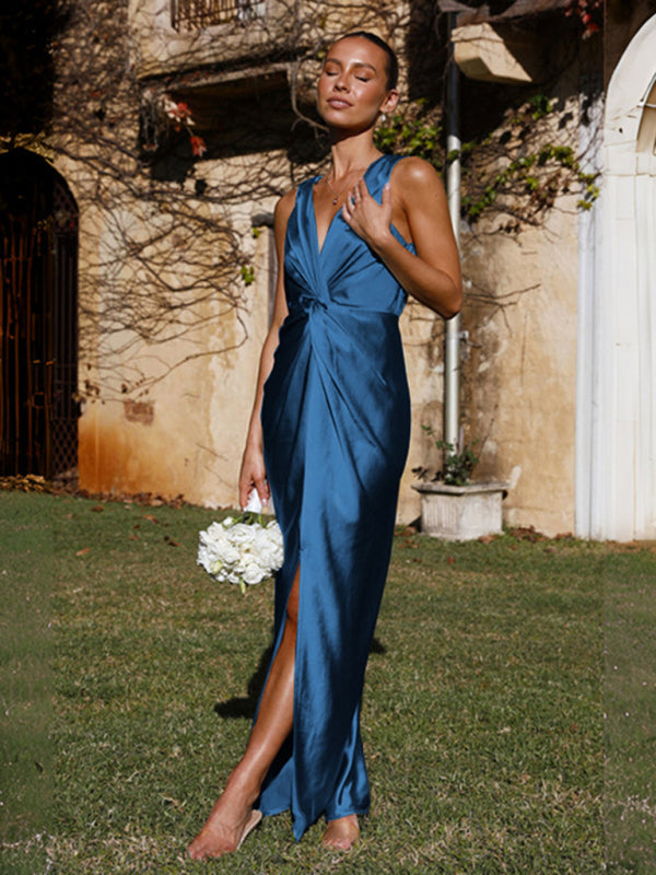 Levoire | Robe de voile à encolure en V nouée pour femmes