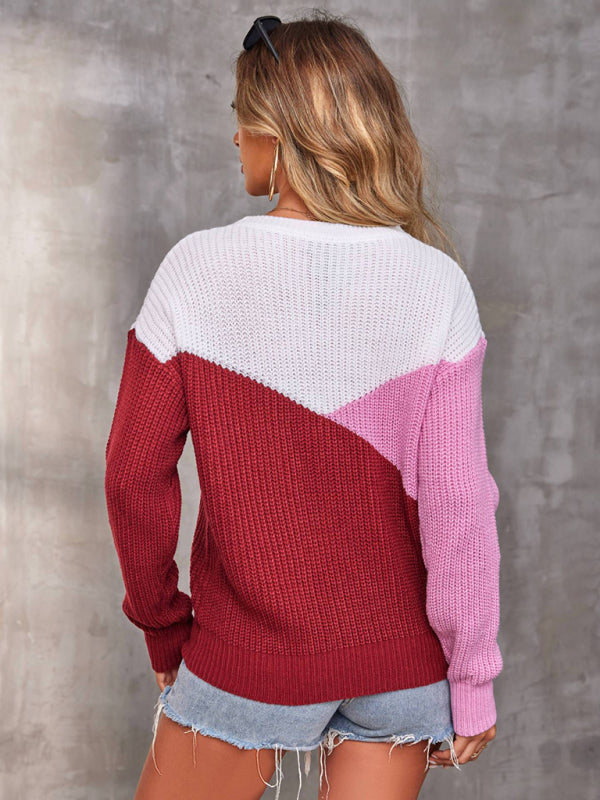 Levoire | Femmes Loisirs Multicolore Col Rond Manches Longues Tricot