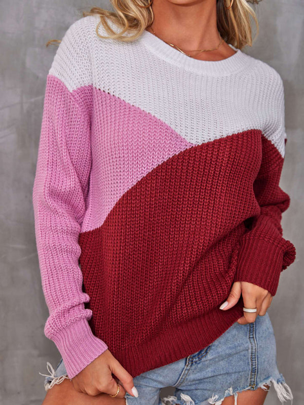 Levoire | Femmes Loisirs Multicolore Col Rond Manches Longues Tricot Vins de récupération