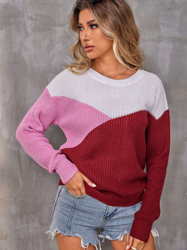 Levoire | Femmes Loisirs Multicolore Col Rond Manches Longues Tricot