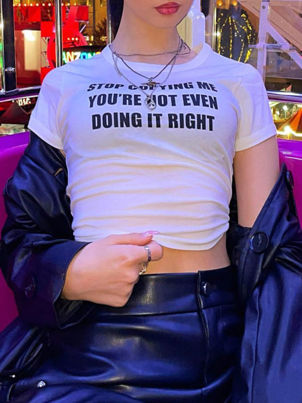 Levoire | T-shirt courte à motif lettres Y2K pour femmes