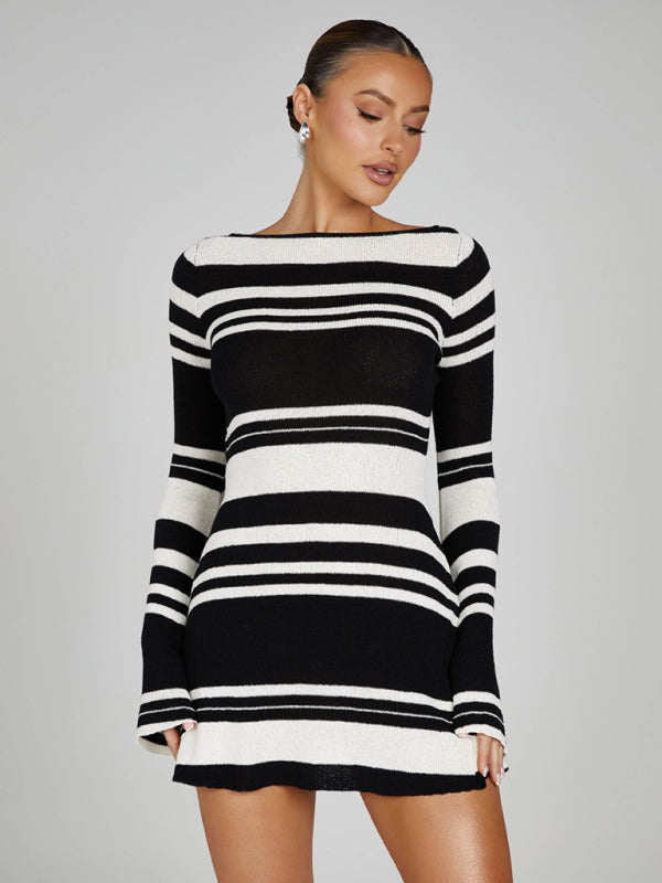 Levoire | Jupe sans manches pour femmes avec un design slim-knit rayé Musta