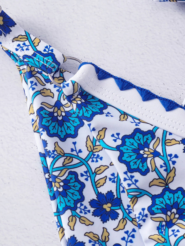 Levoire | Femme Croisé Impression Numérique Crochet et Trou de Bord Récipient de Partage
