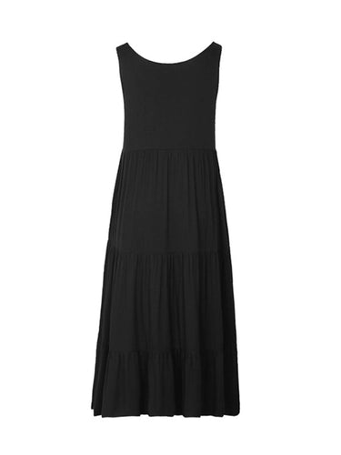 Levoire | Robe mi-longue noire à bretelles pour femmes
