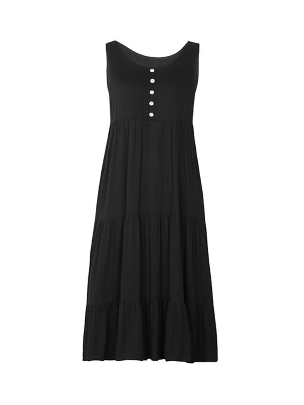 Levoire | Robe mi-longue noire à bretelles pour femmes