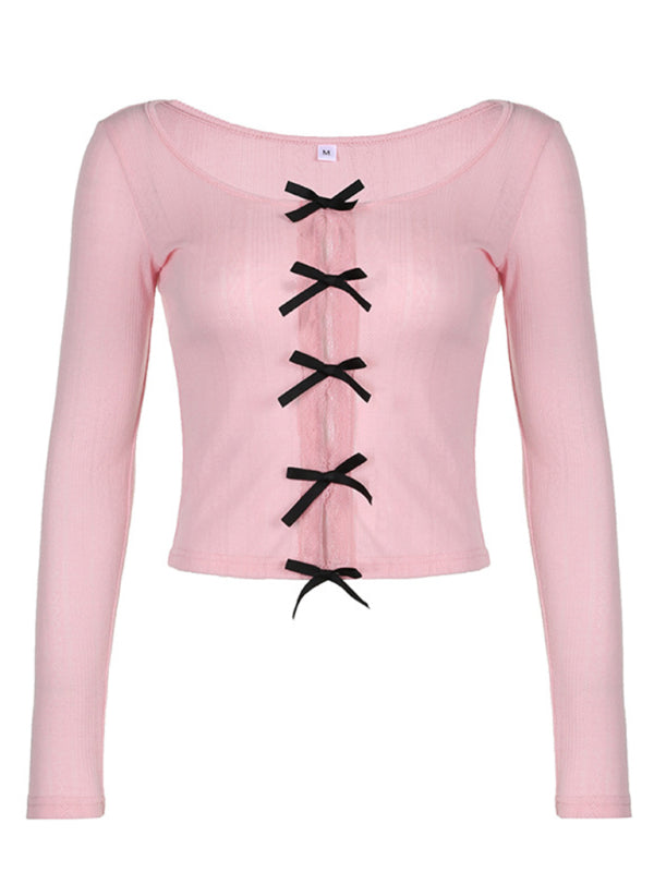 Levoire | Femme Loisirs Nœud Bas Taper Longueur Manches Longues Chemise
