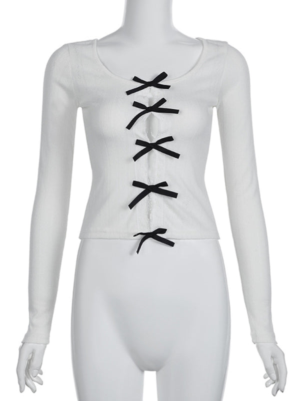 Levoire | Femme Loisirs Nœud Bas Taper Longueur Manches Longues Chemise