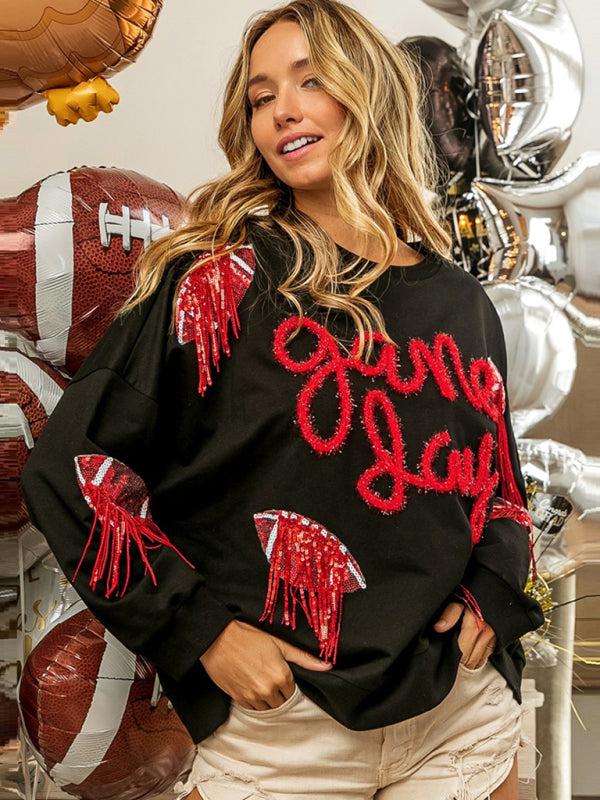 Levoire | Femme Rugby Quaster Paillettes Col Ronde Pull