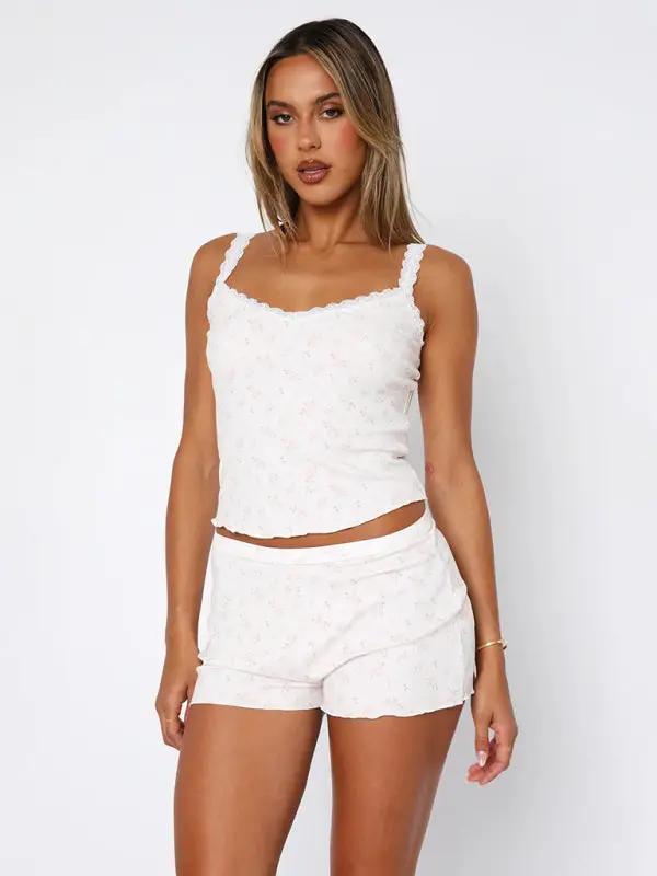 Levoire | Femmes Shorts en Dentelle Tricotés à Longue Rayures Impression Culture de Rue Fille Chaude Accessoire Rosa