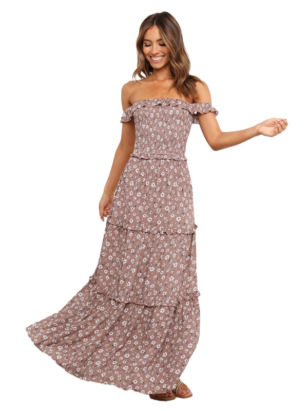 Levoire | Femmes nouvelle petite imprimé floral frais et mignon robe à bretelles Braun