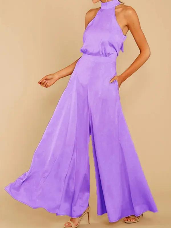 Levoire | Pour femmes nouveau sans bretelles haute taille combinaison jambes larges Violetti