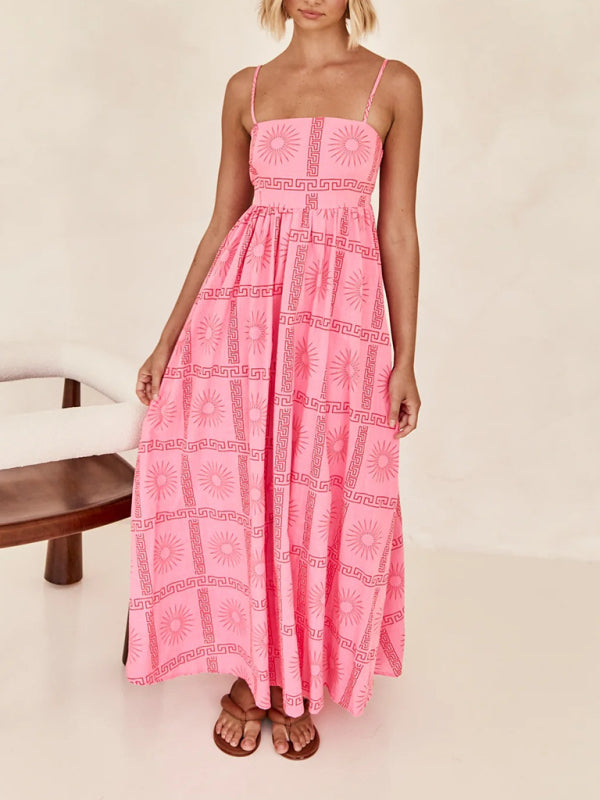 Levoire | Vêtements pour femmes robe à manches courtes imprimée sur mesure à l'arrière Rosa
