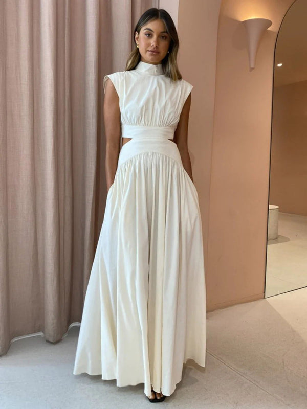 Levoire | Nouvelle robe unie pour filles avec taille ouverte sexy et jupe large.