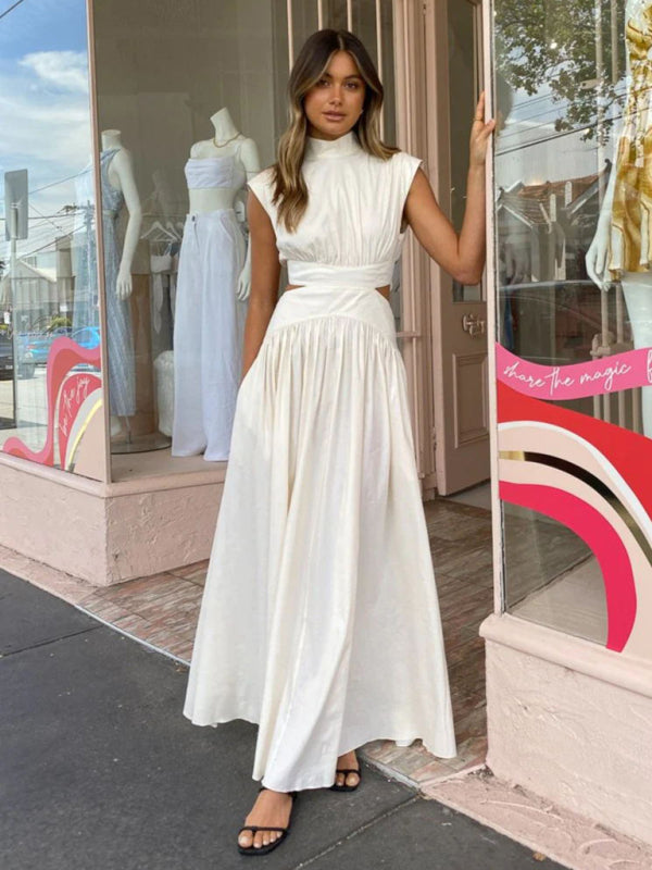 Levoire | Nouvelle robe unie pour filles avec taille ouverte sexy et jupe large.