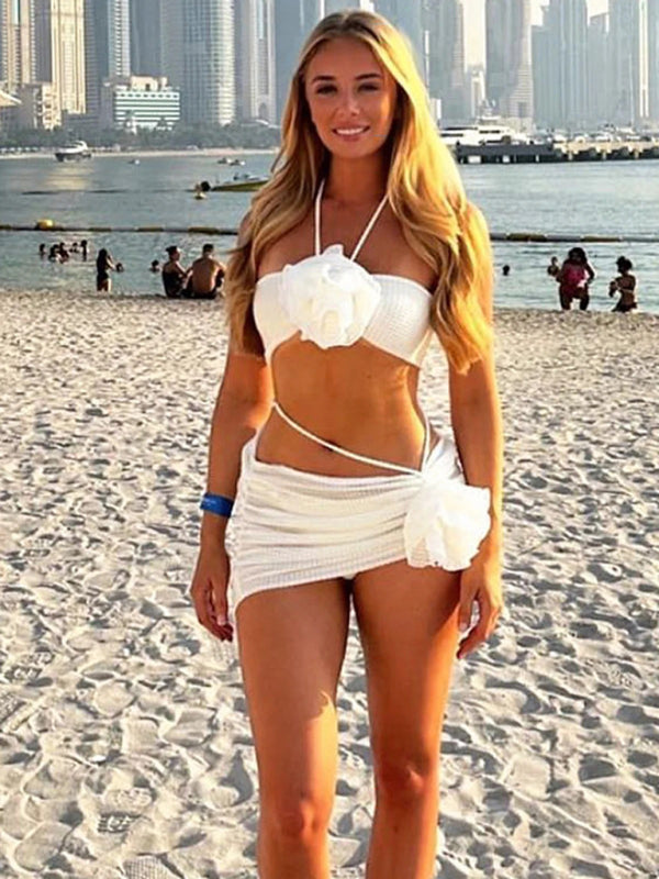 Levoire | Nouveau bikini trois pièces pour femmes fleur 3D décolleté maillot de bain Blanc
