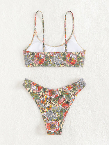 Levoire | Nouveau maillot de bain retro imprimé débardeur taille haute bikini