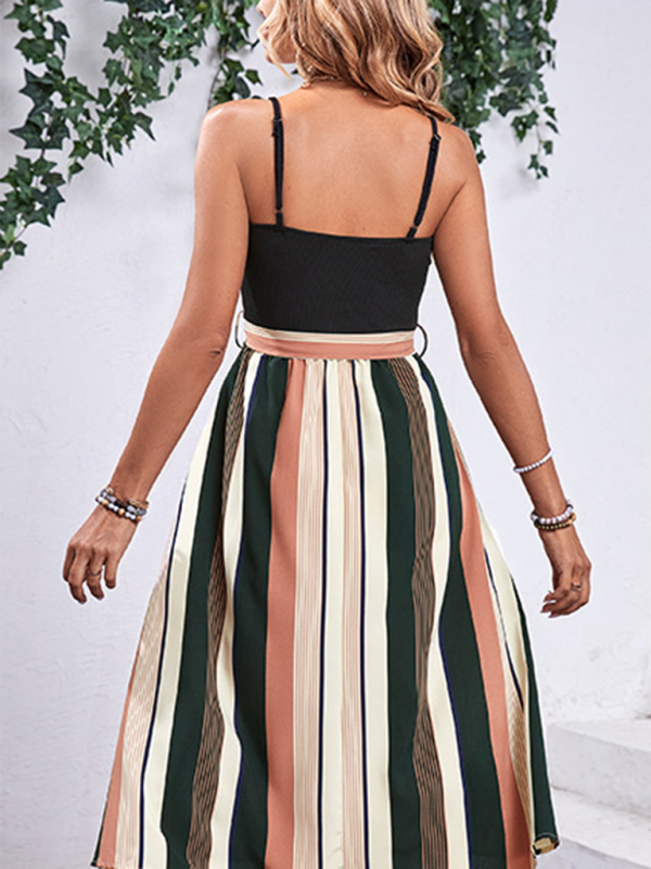 Levoire | Femmes robe d'été à bretelles rayée