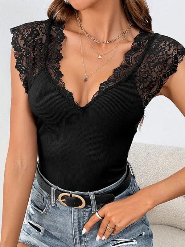 Levoire | Nouveau style sexy couture aigu grande combinaison V décolleté Musta