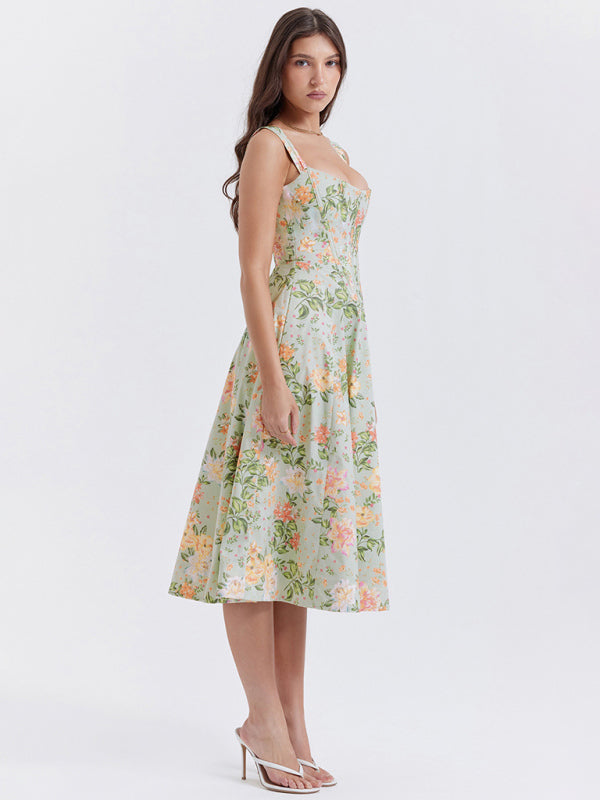 Levoire | Femmes Slim Sans Épaules Sexy Fendue Fleur Robe