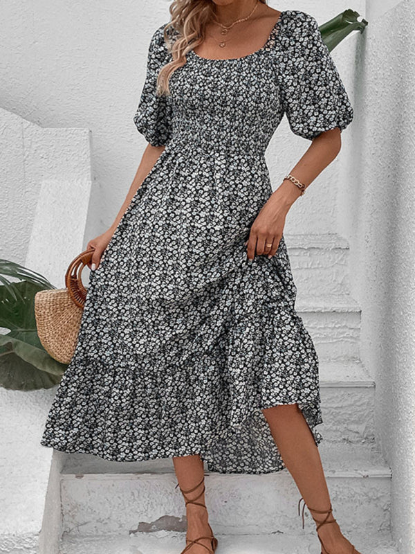 Levoire | Nouvelle Vêtements Féminins Nouveau Imprimé Floral Rétro Élégant Robe Musta