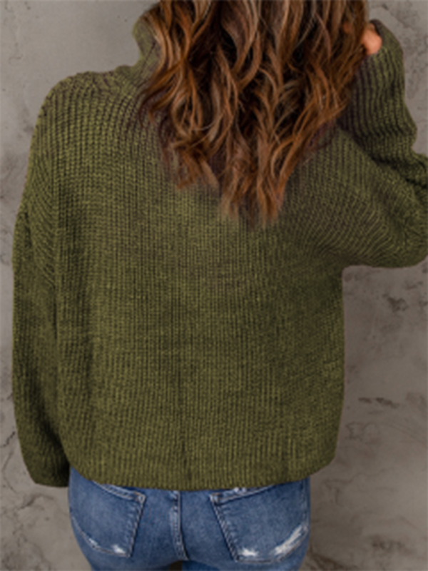 Levoire | Pull à col montant loose à fermeture éclair pour femme à manches longues