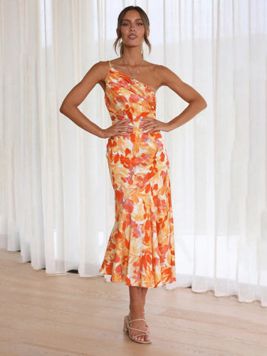 Levoire | Femme nouveau moderne tempérament col en V bretelles impression arête de poisson robe