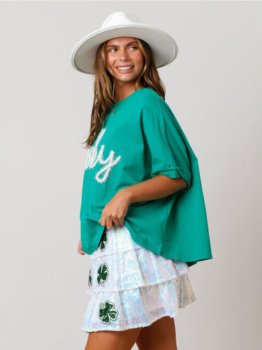 Levoire | Rouva St. Patrick t-shirt à paillettes heureuse t-shirt ample